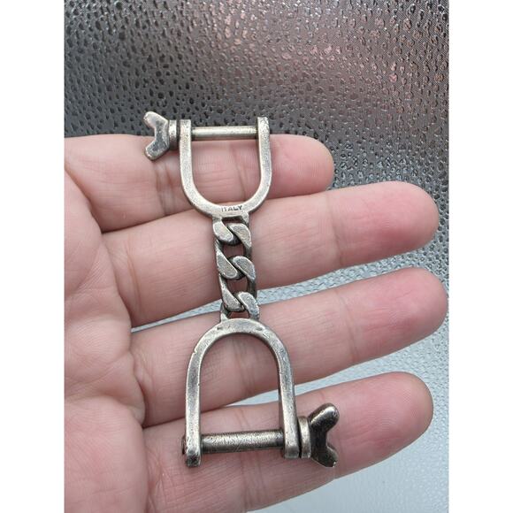 VINTAGE ON OF THE KIND ITALY STERLING SILVER 925 HORSESHOE BIT KEY CHAIN RING - Picture 5 of 16